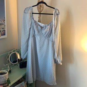 Missguided Plus Size Blue Dobby Milkmaid Dress